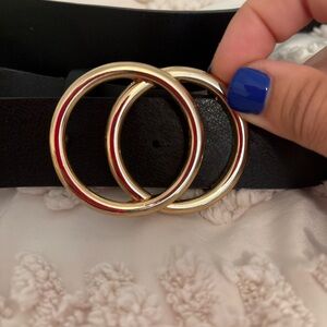 Elegant Black Belt with Gold Buckle